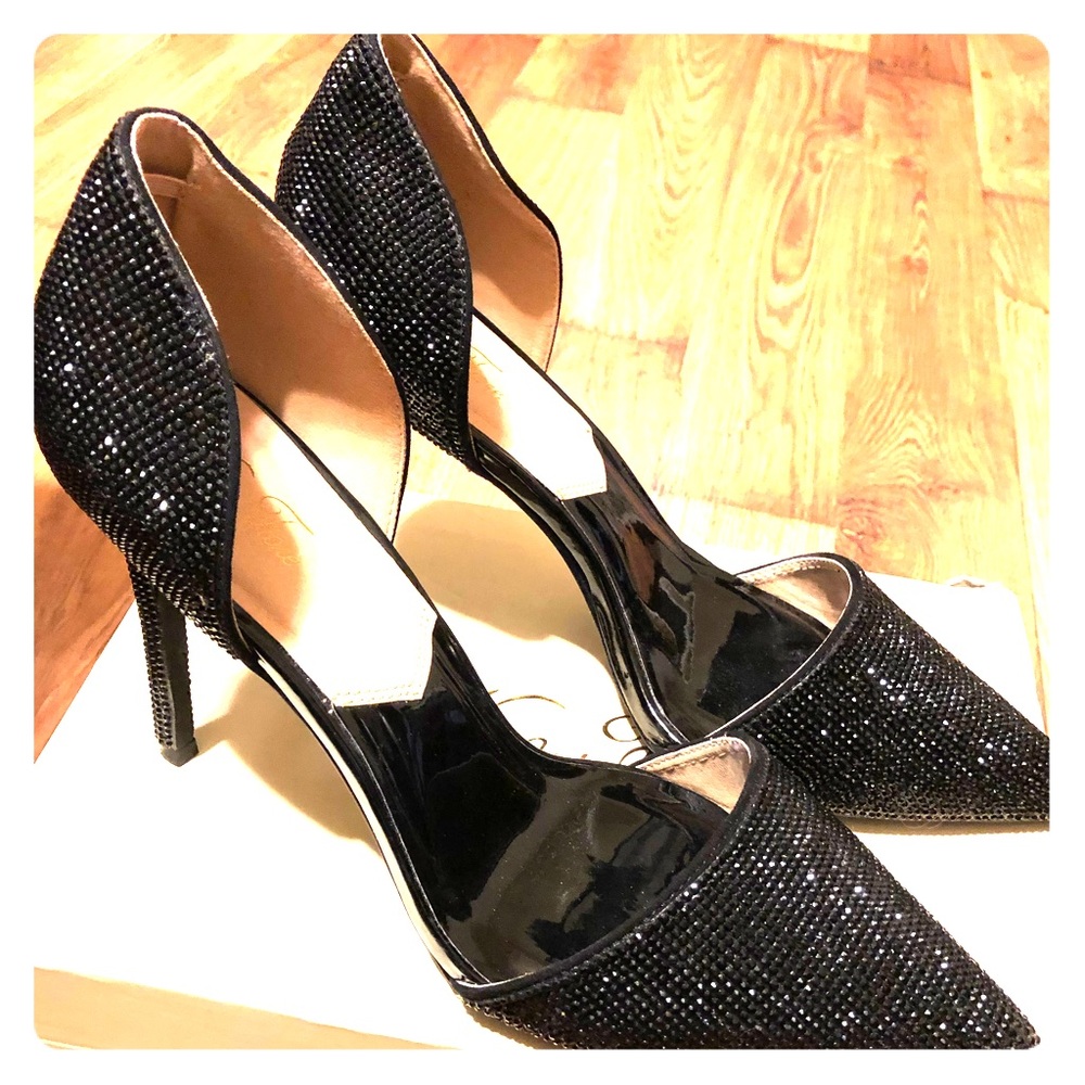 Rhinestone black stilettos size 11